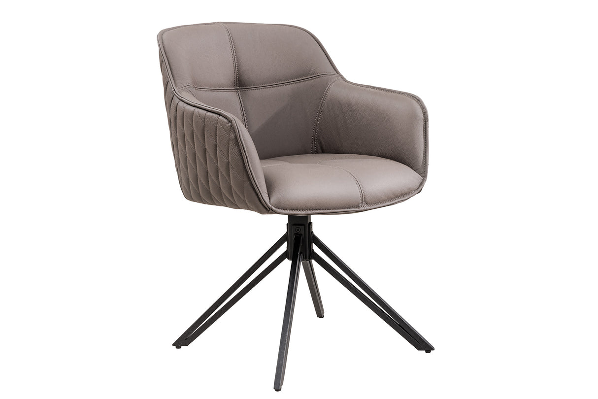 Drehstuhl EUPHORIA drehbar 180° mit Armlehnen Leder taupe