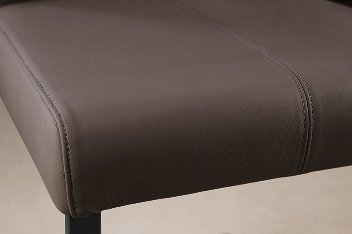 Freischwinger SAMSON Echtleder taupe grau mit schwarzem Griff