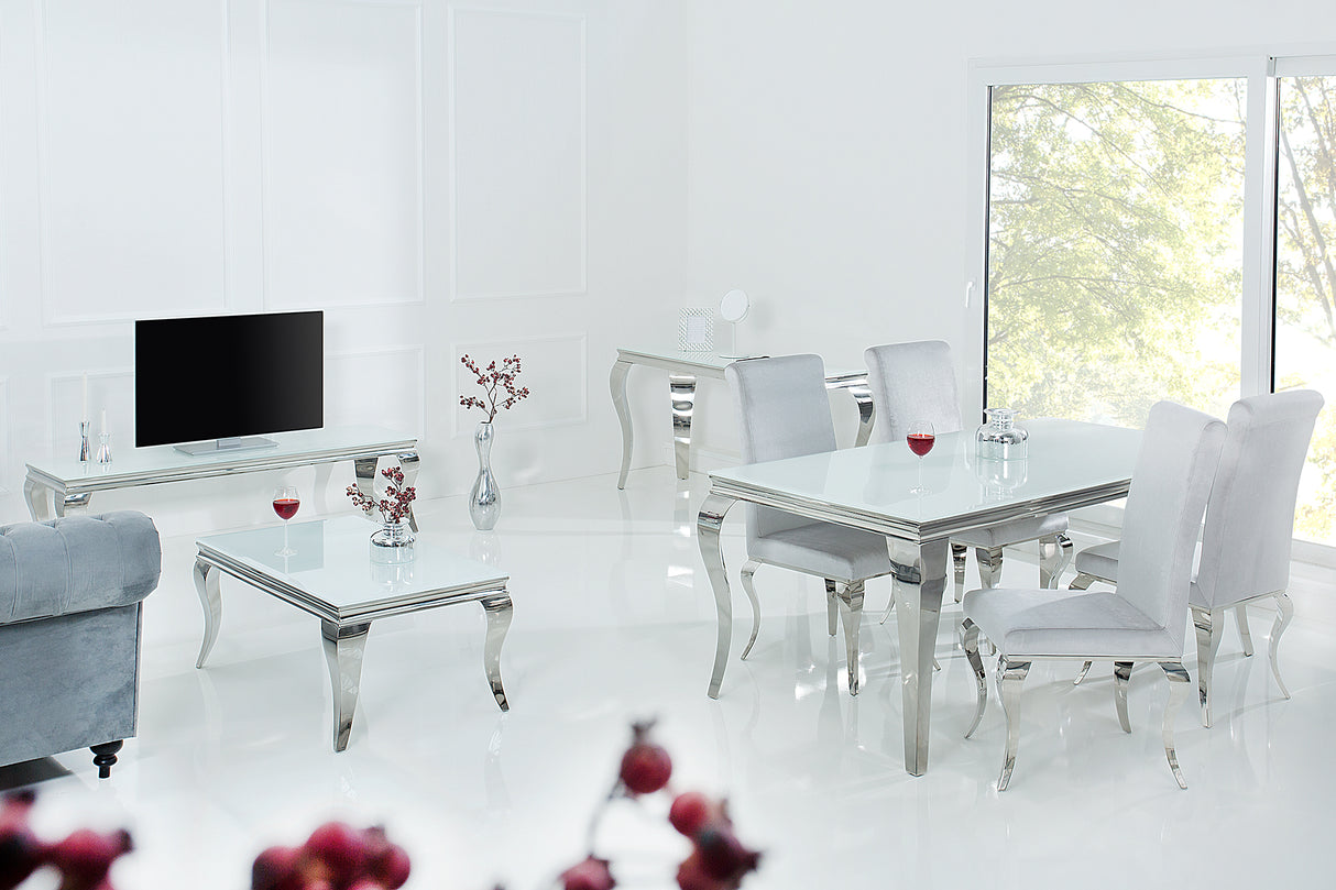 Esstisch MODERN BAROCK 180cm Hartglas weiß