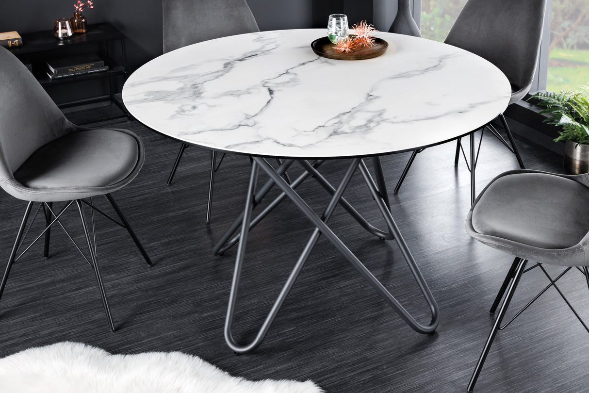 Esstisch CIRCULAR Ø 120cm Marmoroptik weiß