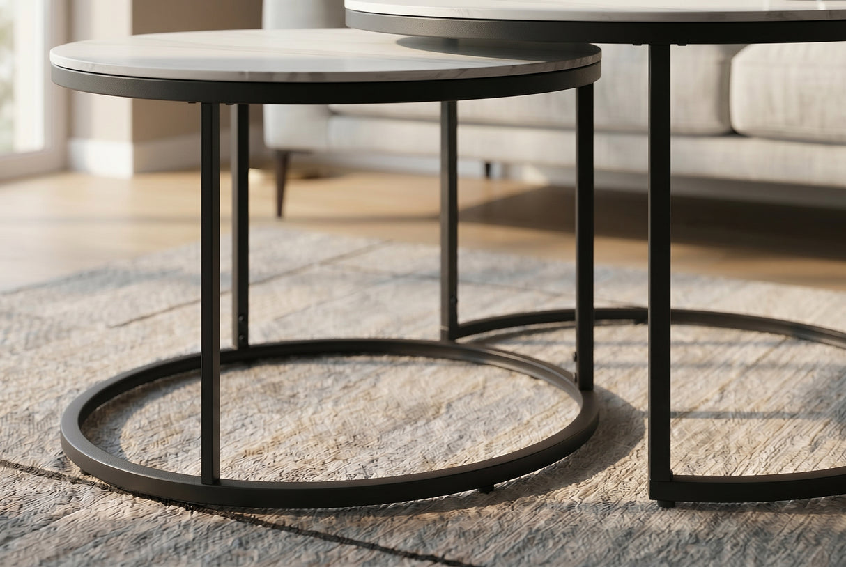 Coffee table ELEGANCE 75cm set of 2 ceramic white