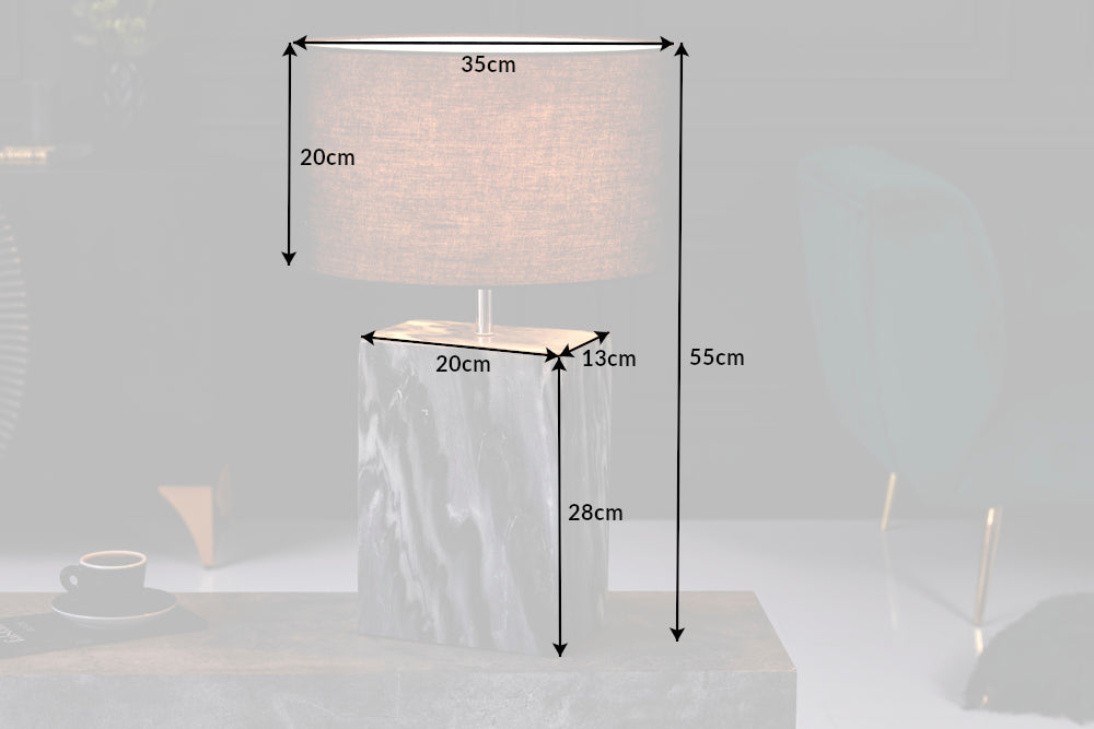 Tischleuchte NOBLE 35cm Fuß Marmor schwarz ohne Lampenschirm