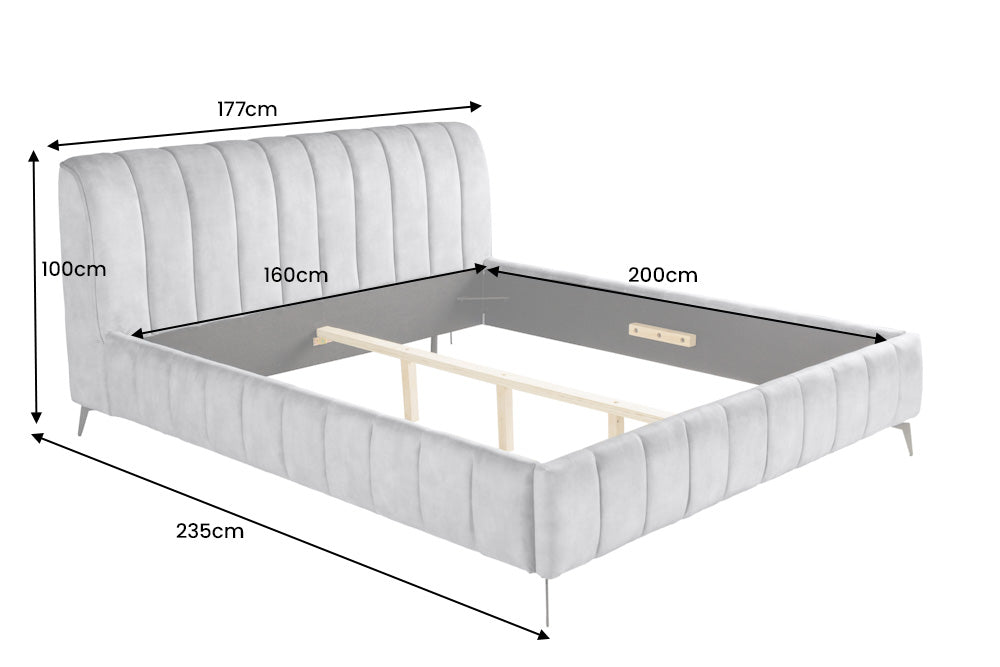 Bed AMSTERDAM 160x200cm velvet grey