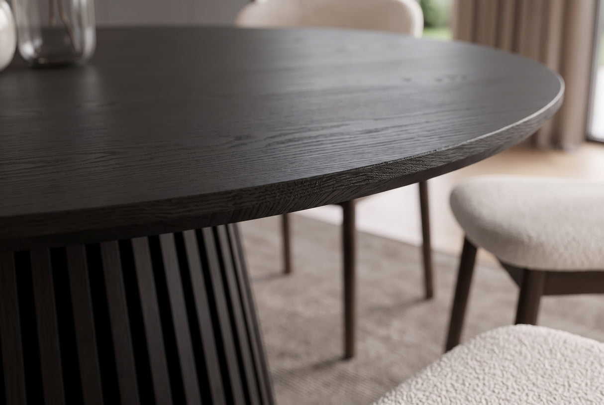 Dining table VALHALLA WOOD Ø 140cm round oak wood veneered black