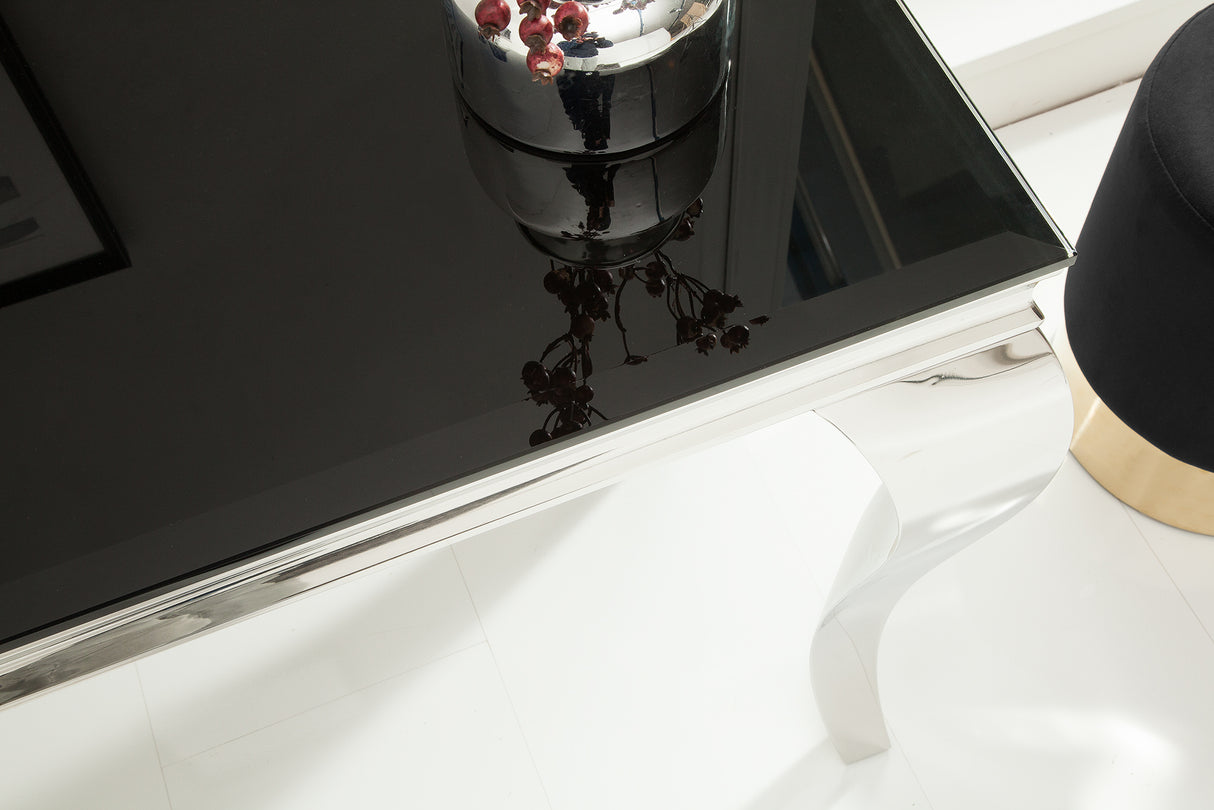 Console MODERN BAROCK 145cm tempered opal glass black