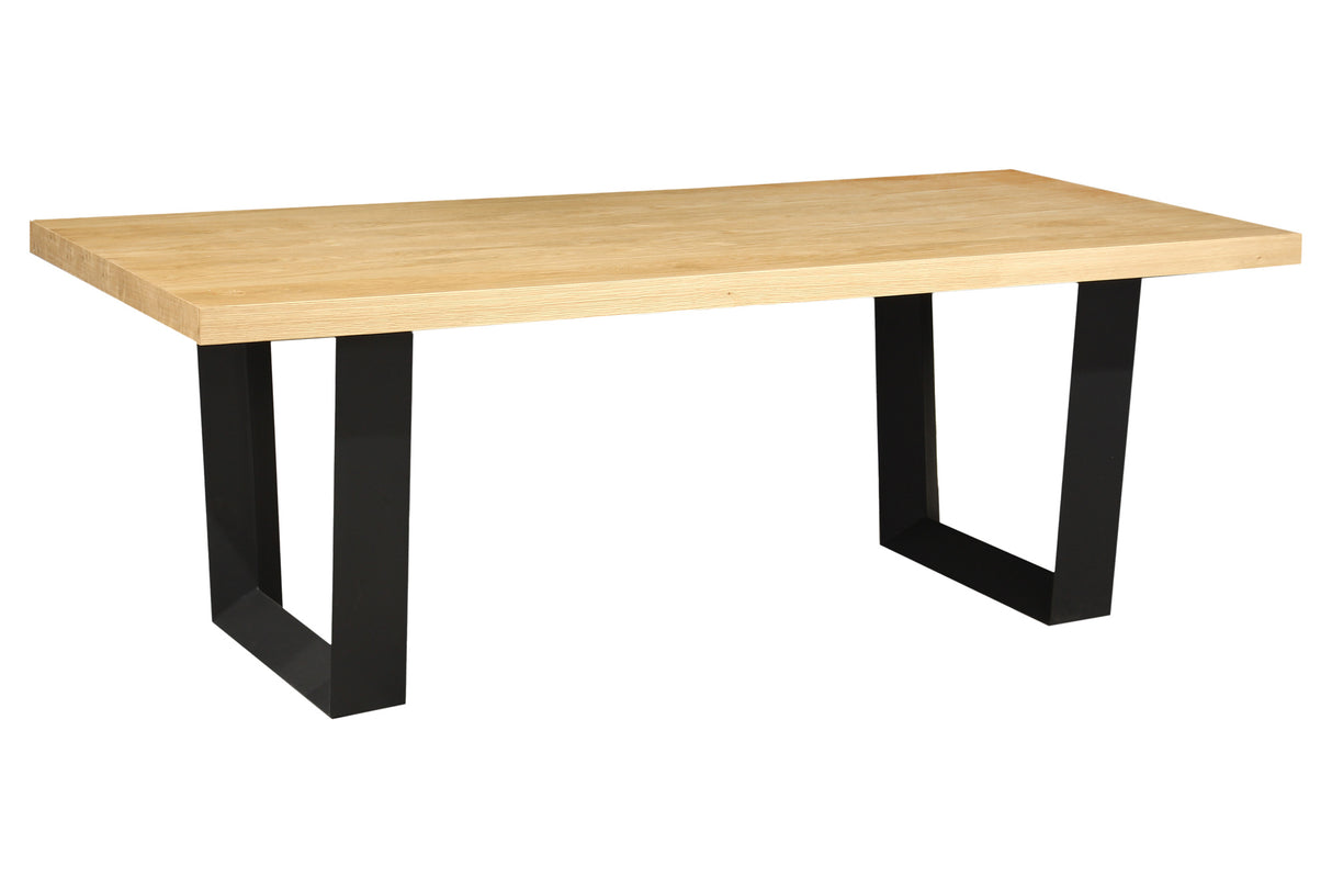 Dining table ZEUS 210cm natural oak wood look w/ black metal frame