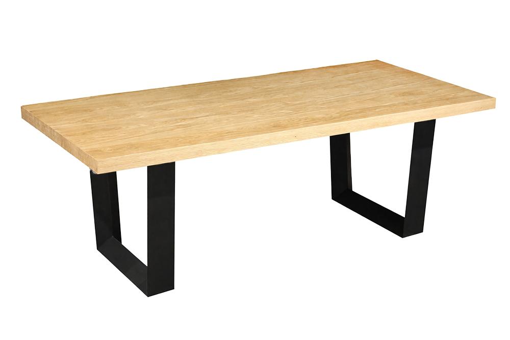 Dining table ZEUS 210cm natural oak wood look w/ black metal frame