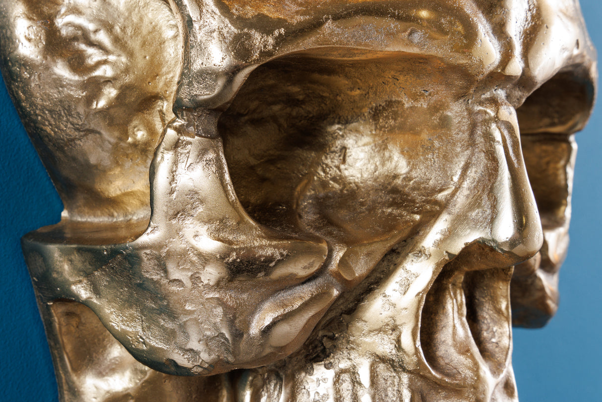 Wall decoration sculpture SKULL 40cm gold