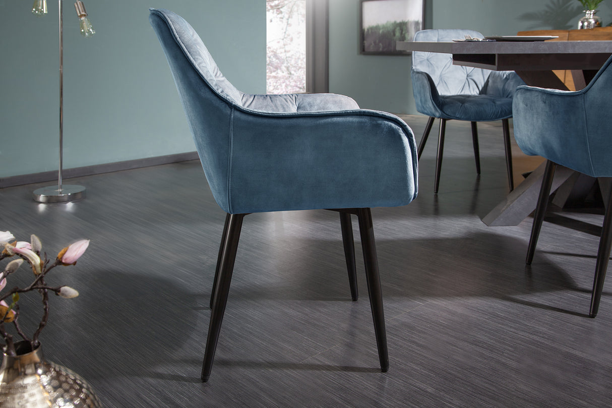 Chair MILANO with armrests velvet teal