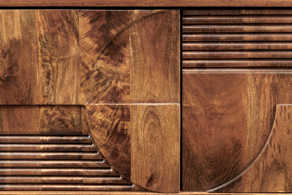 TV Board ART DECO 200cm 3D mango wood brown