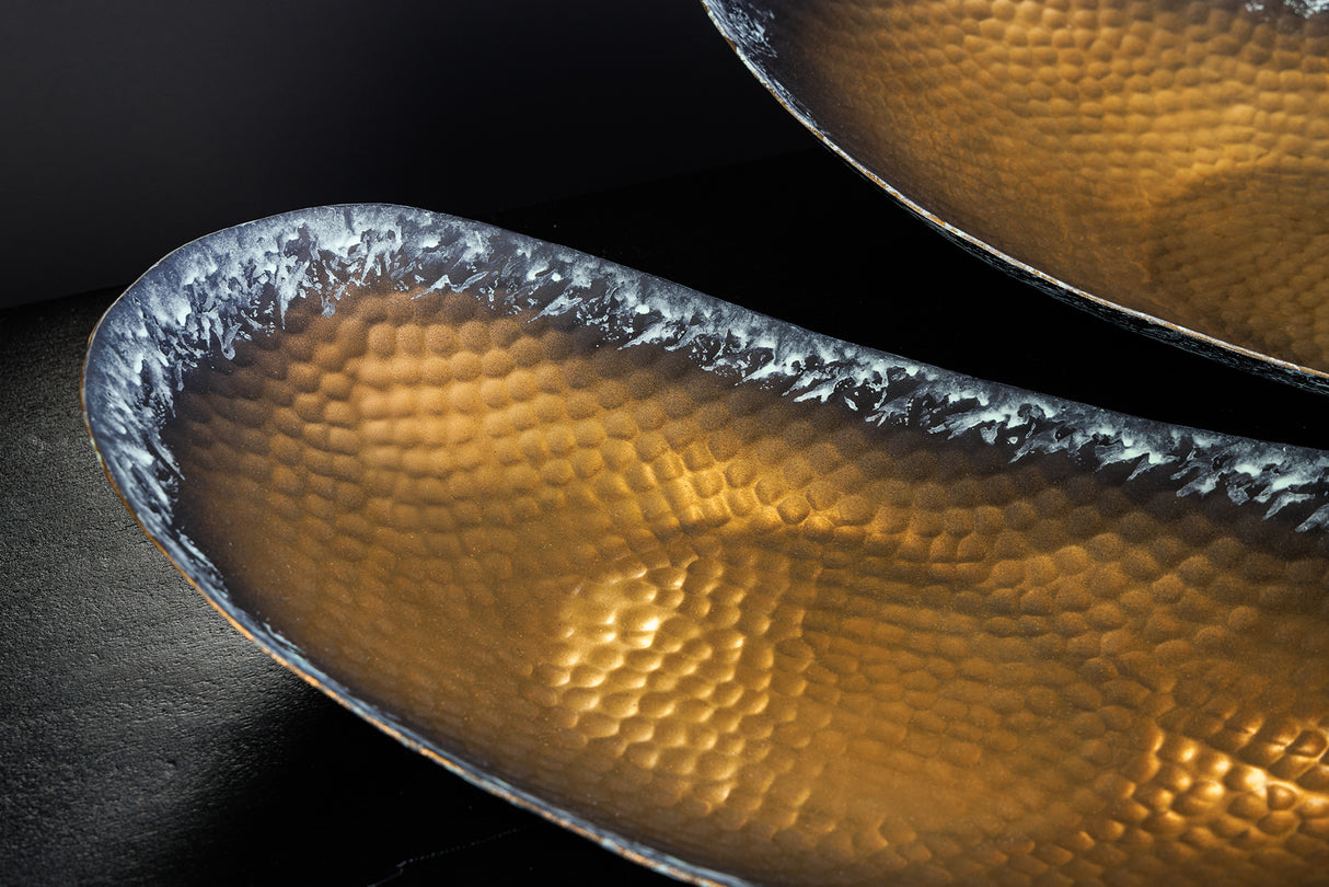 Schale ORIENT 35-45cm 2er Set Hammerschlageffekt gold mit Patina