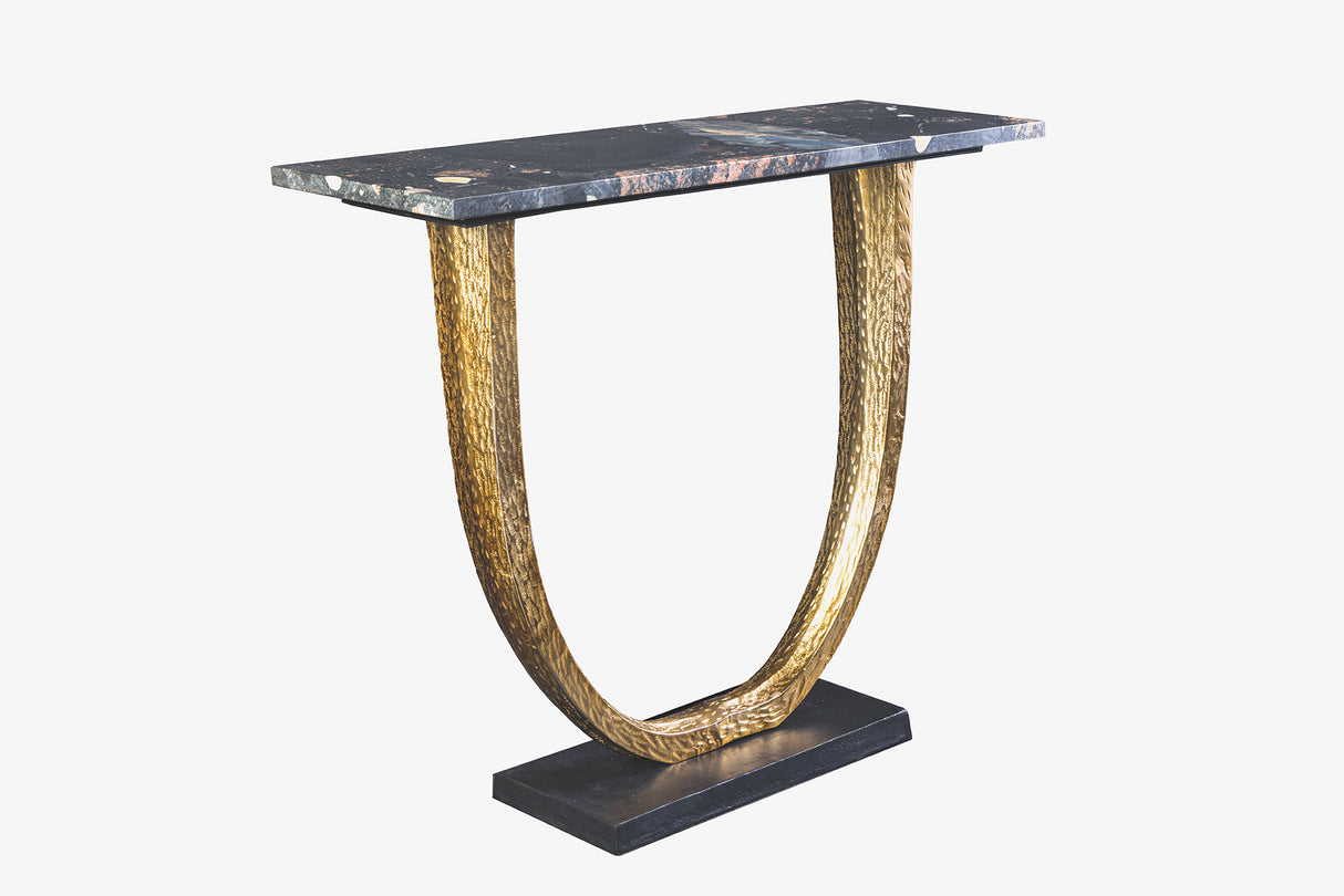 Console OMEGA 80cm marble black w/ golden frame handmade