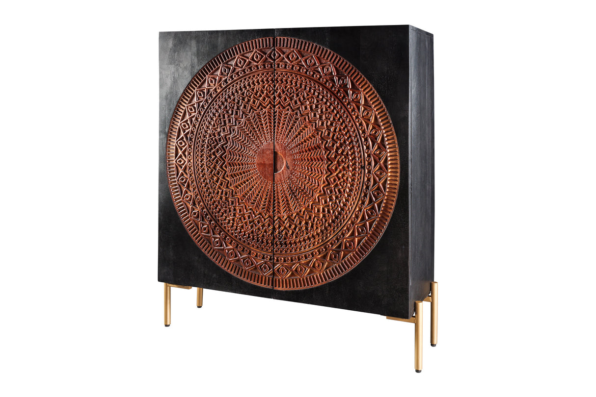 Highboard MANDALA 120cm mango brown black