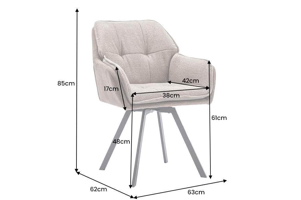 Swivel chair LOUNGER 180° with armrests microfibre vintage taupe