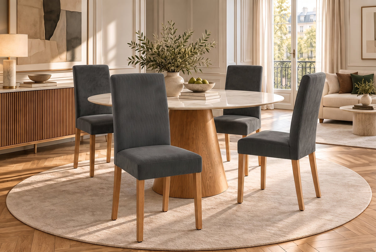 Chair GENUA cord grey w/ rubberwood legs
