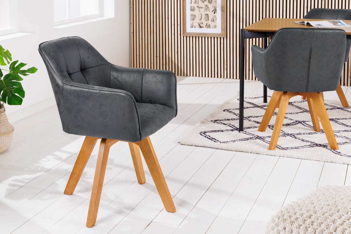 Swivel chair LOFT 180° with armrests microfibre antique grey