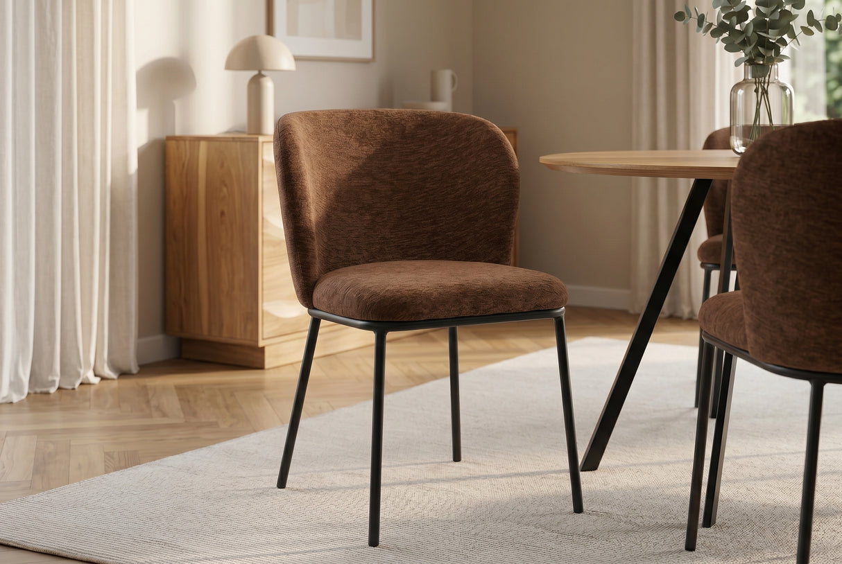 Stuhl LYON schwarzes Metallgestell braun