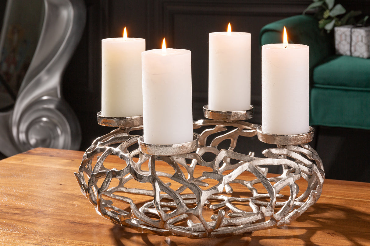 Candleholder ABSTRACT 38cm 4 flames silver