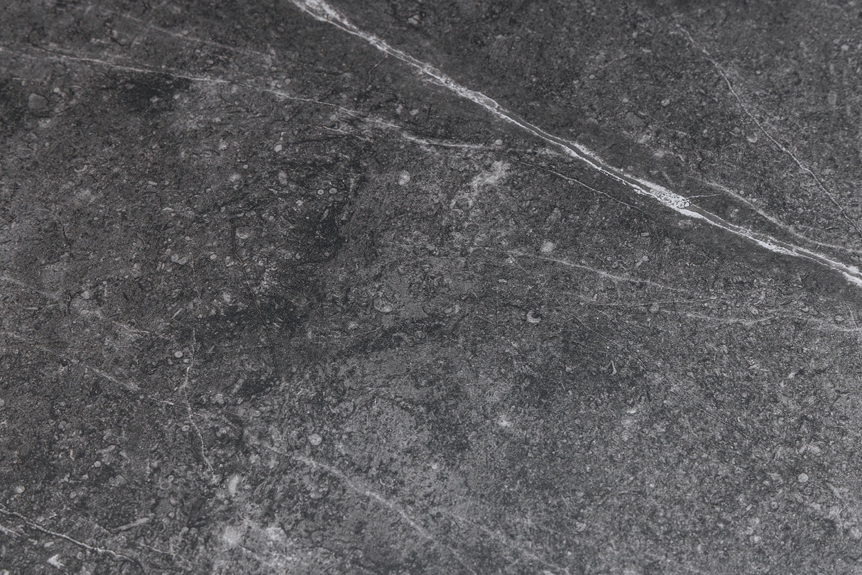 Coffee table DANCING RINGS 80-135cm rotatable ceramic top white and anthracite marble look