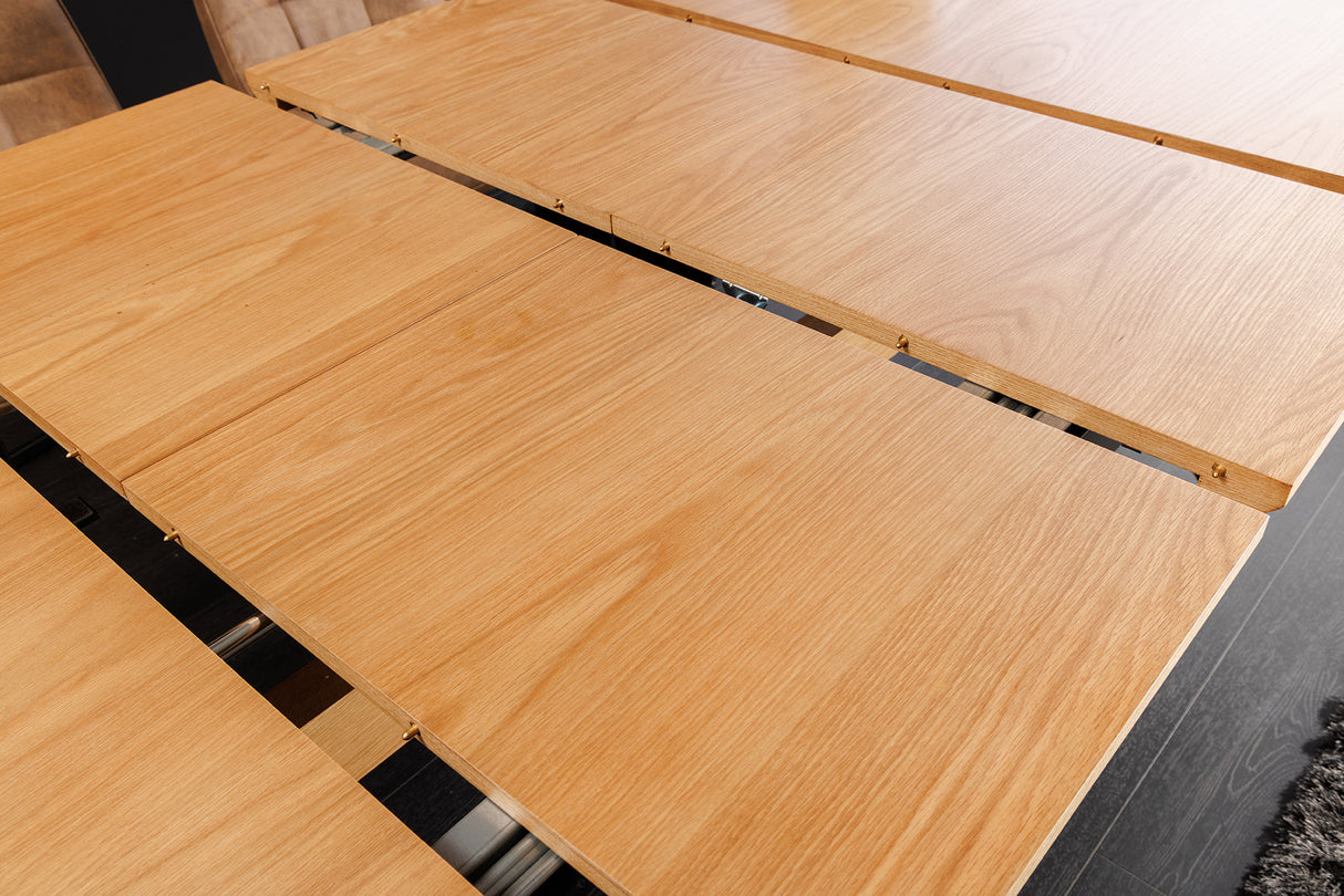 Dining table GIANT 180-300cm extendable natural oak wood look w/ black metal frame