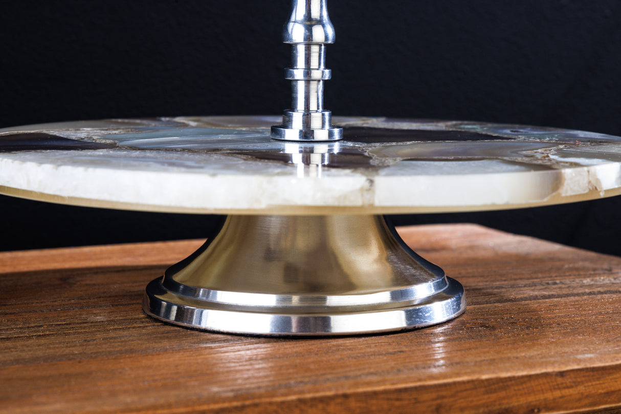 Etagere NOBLE 40cm 2 trays agate silver