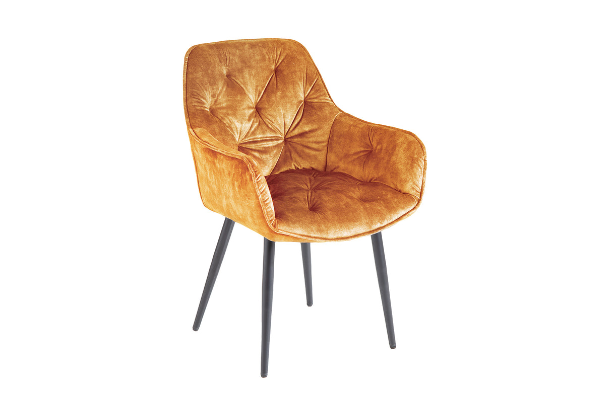 Chair MILANO with armrests velvet mustard yellow