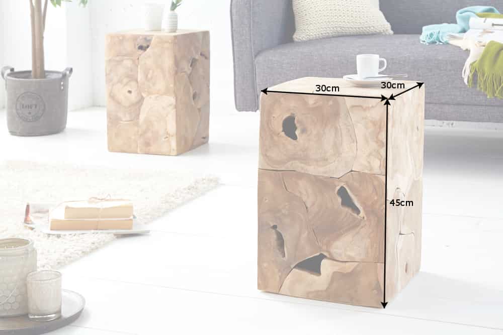 Side table stool SQUARE 30cm teak wood
