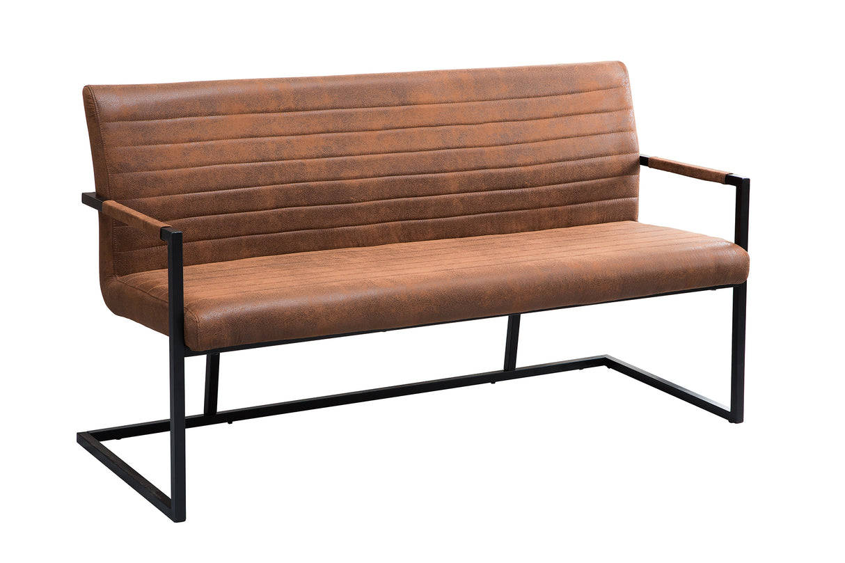 Bench LOFT 160cm with armrests microfibre vintage brown