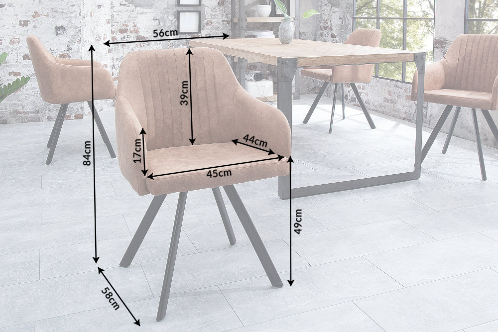 Chair LUCCA with armrests microfibre vintage brown