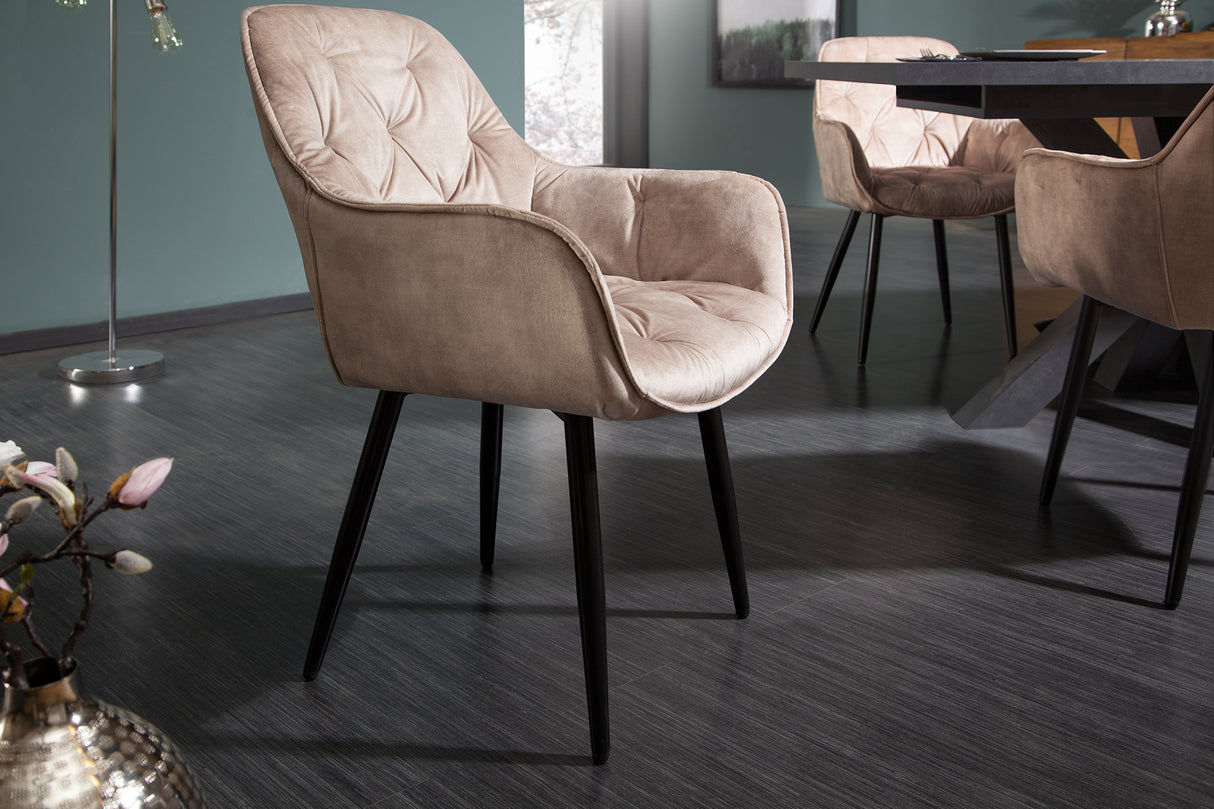 Chair MILANO with armrests velvet champagne