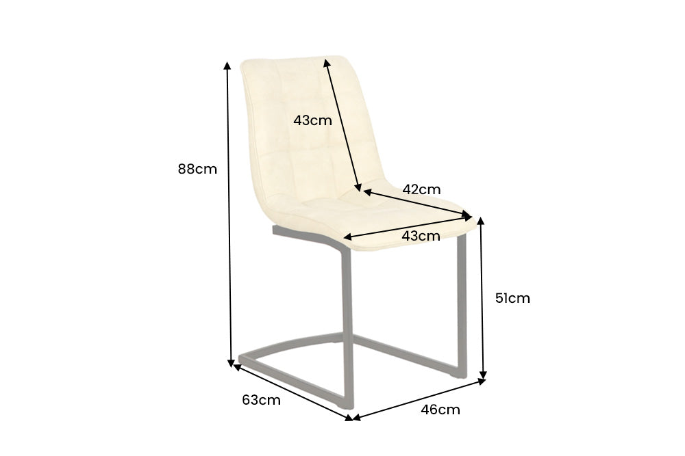 Cantilever chair MIAMI square quilting cord beige w/ black metal frame
