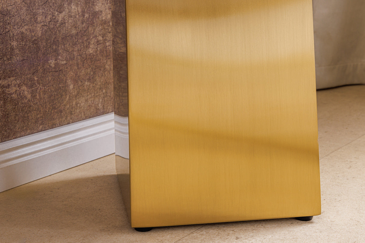 Console EXTRAVAGANCIA 140cm w/ champagne golden legs white marble top