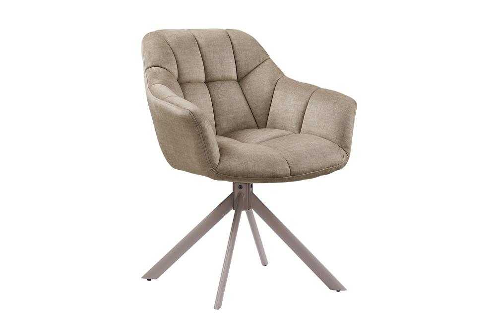 Drehstuhl PAPILLON drehbar 180° m/ Armlehnen Samt Beige Greige