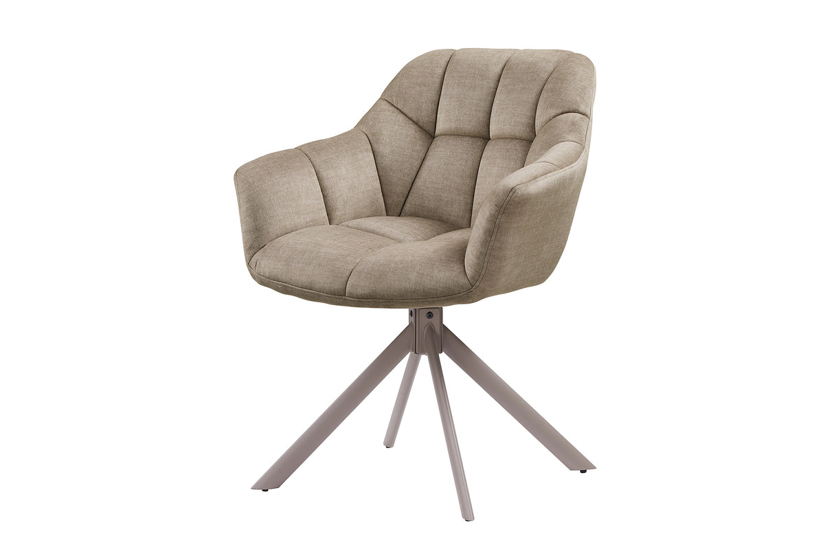 Swivel chair PAPILLON rotatable 180° w/ armrests velvet beige greige