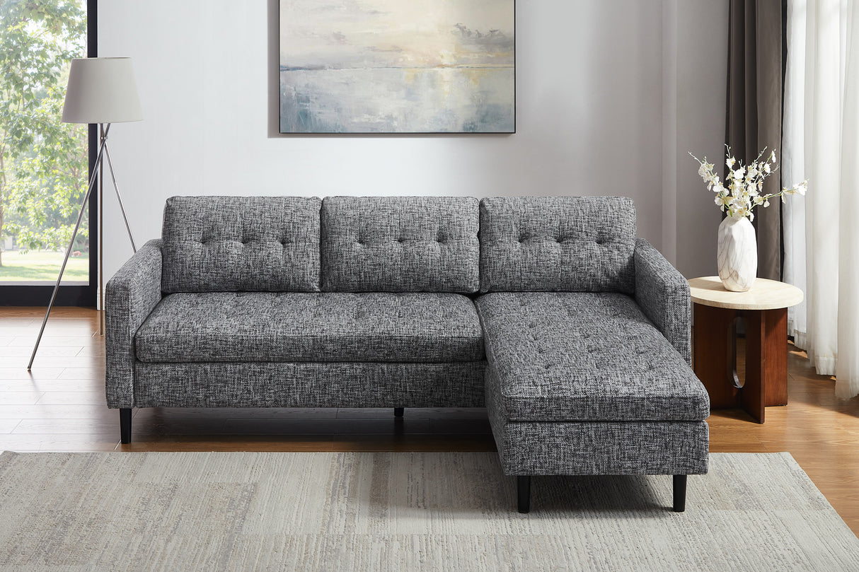 Ecksofa STOCKHOLM 220cm 3-Sitzer Federkern Strukturstoff grau