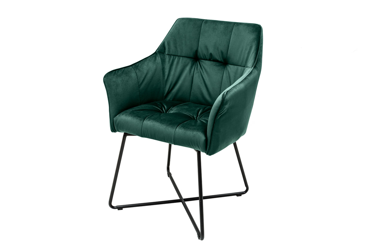 Chair LOFT with armrests velvet green