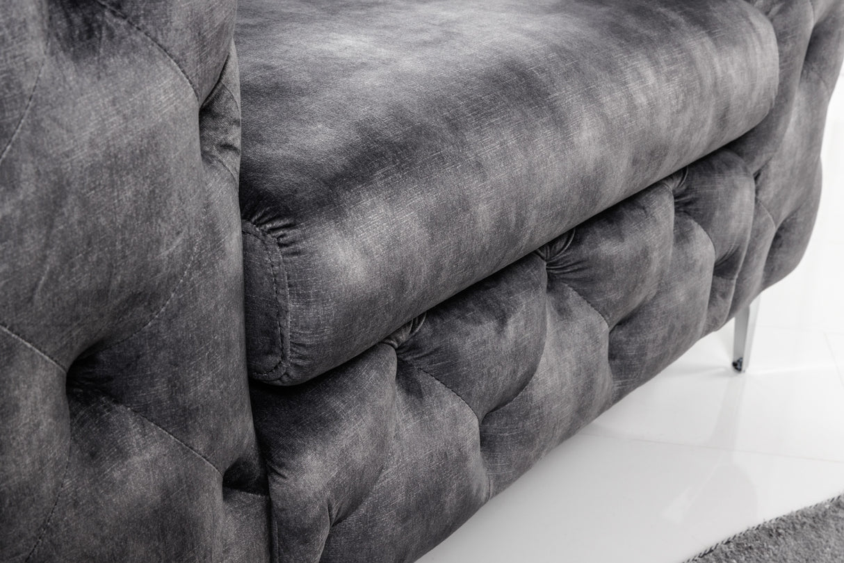 Armchair MODERN BAROCK Chesterfield look 120cm velvet grey