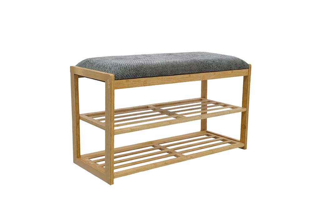Schuhregal ZEN-BO 80cm Bambus natur grau