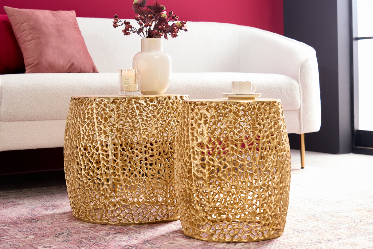 Coffee table LEAF 40cm set of 2 gold