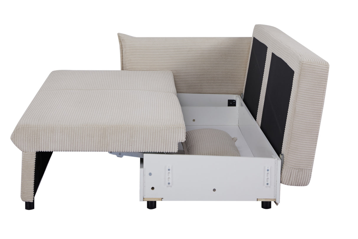 Sofa bed APARTMENT 215cm 3-seater cord beiger