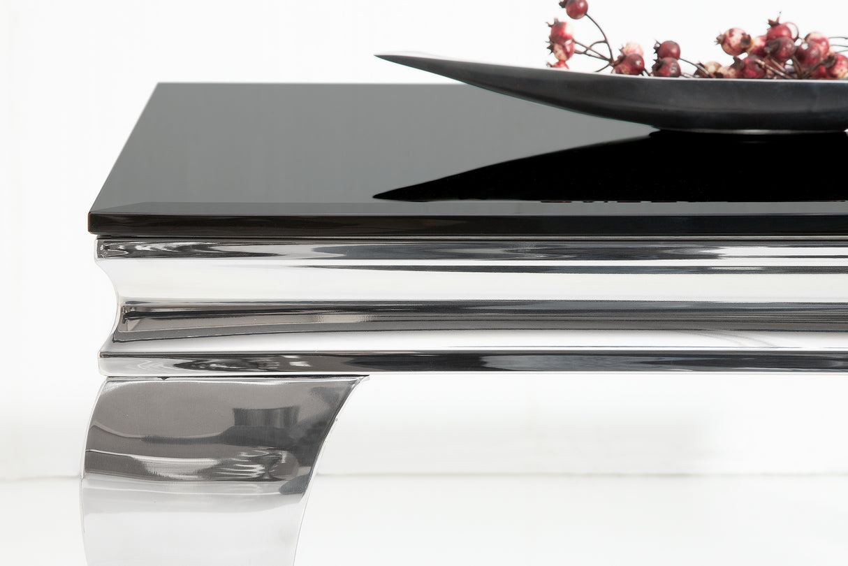 Couchtisch MODERN BAROCK 100cm gehärtetes Opalglas schwarz