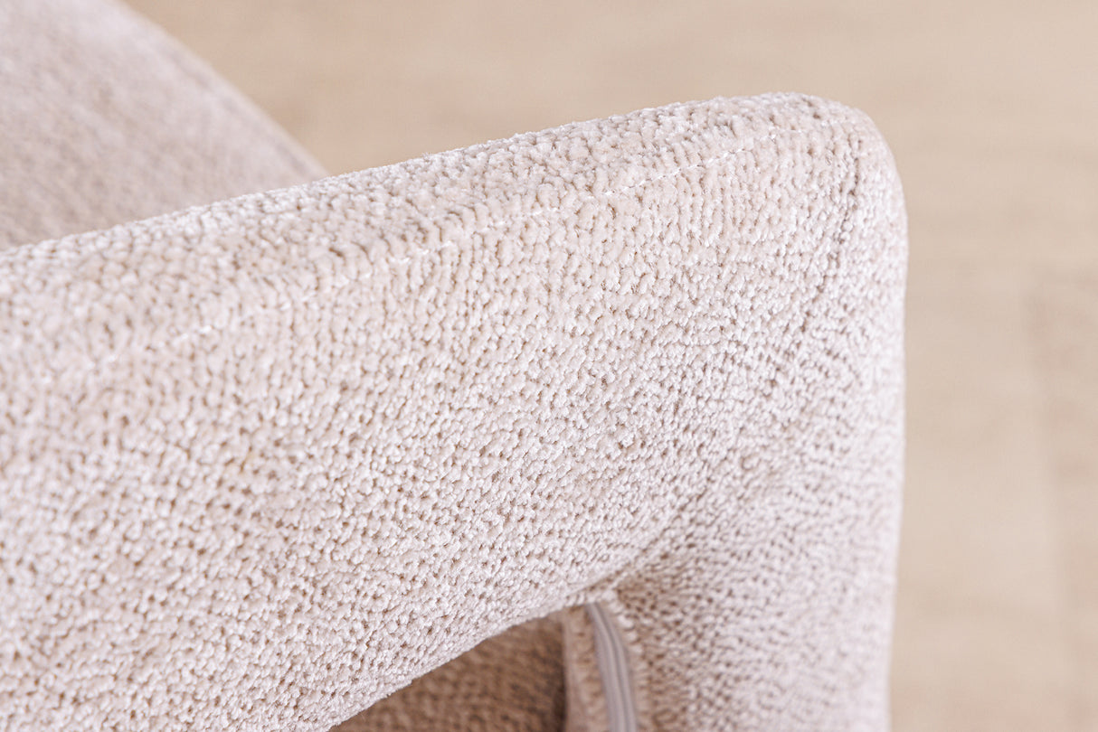 Chair BOUTIQUE beige brushed structured fabric w/ golden legs