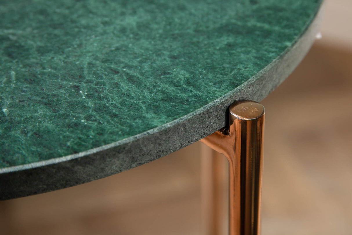 Side table NOBLE 35cm marble green w/ removable plate