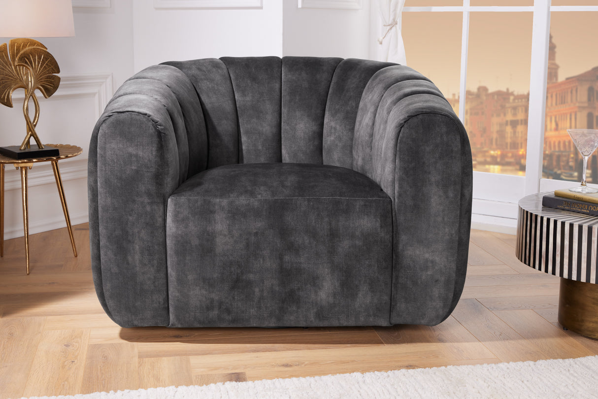 Armchair BABYLON 360° rotatable velvet dark grey