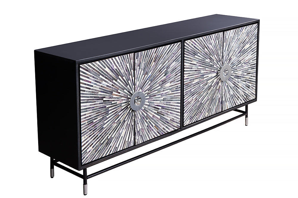 Sideboard HERITAGE 160cm mosaic bones black white