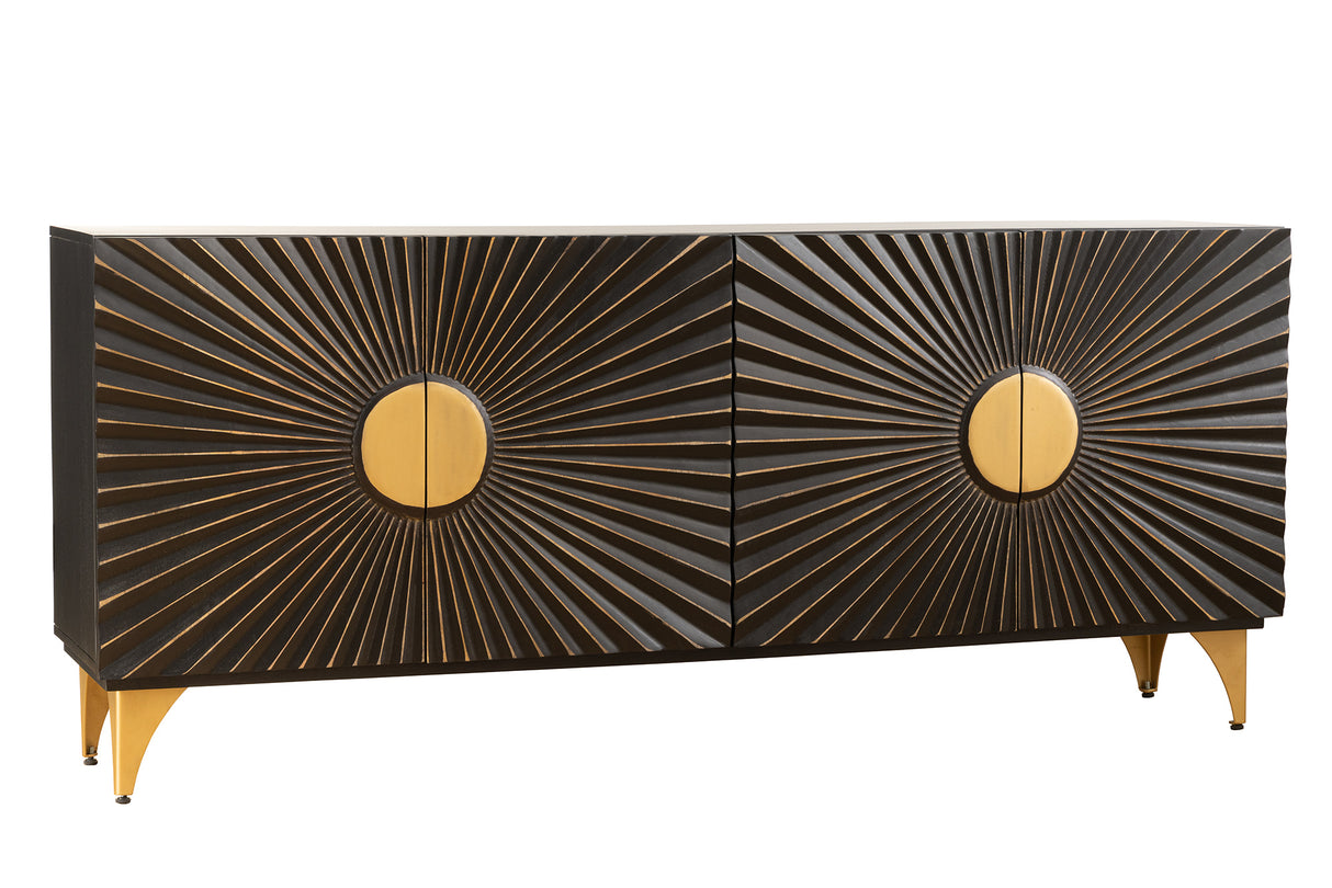 Sideboard SOLARIS 180cm 3D Mango Schwarz Gold