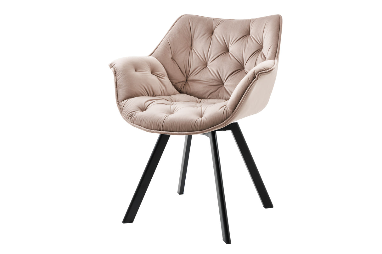 Swivel chair THE DUTCH COMFORT with armrests velvet champagne greige