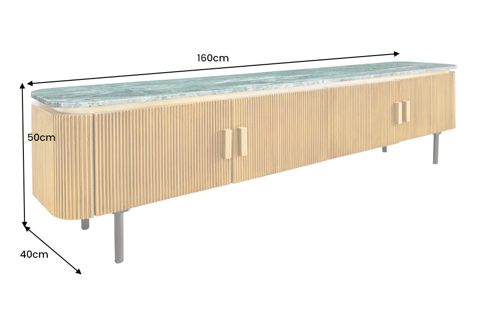 TV-Board VENEZIANO 160cm Mangoholz und Marmorplatte