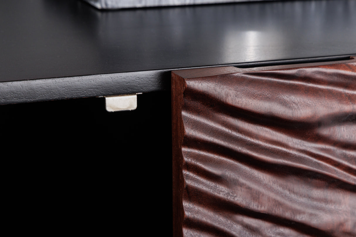 Sideboard FLUID 175cm 3D acacia wood black and dark walnut brown