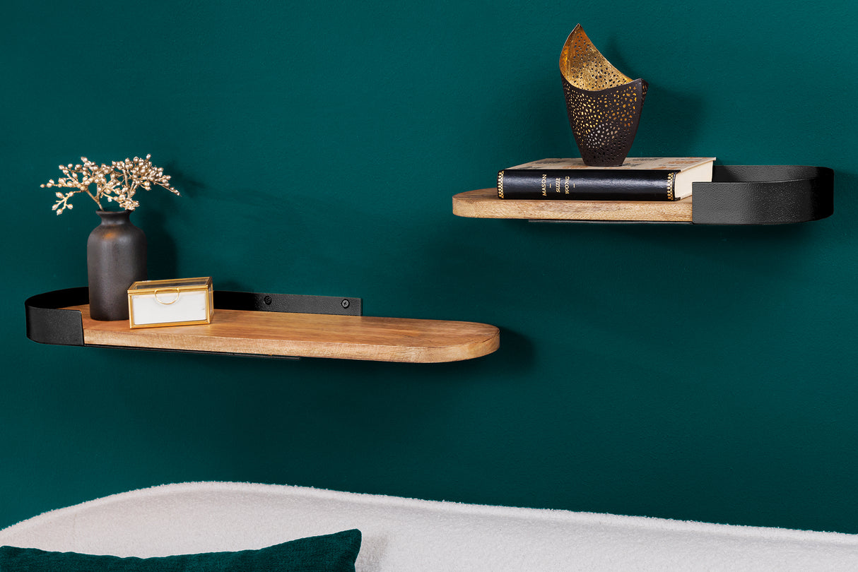 Wall shelf PURE NATURE 40-60cm set of 2 mango wood